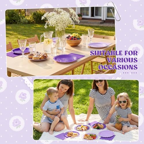 120 Pcs Purple Plates and Napkins 7In Scalloped Plates Napkins Set - Image 6