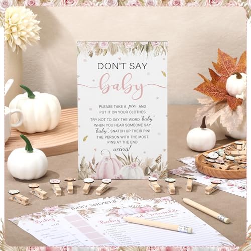Patelai 321 Pcs Baby Shower Games Supplies, Boho Pumpkin - Image 2