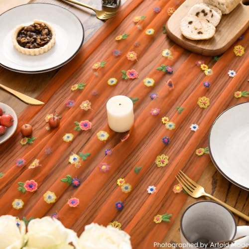 Artoid Mode Caramel Daisy Gauze Table Runner 120 Inch 10FT - Image 5