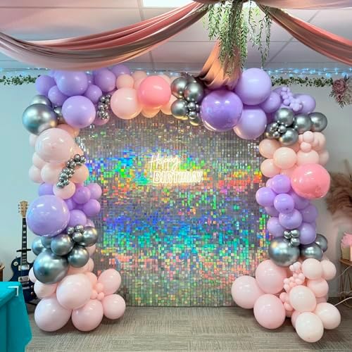 Shimmer Wall Backdrop Iridescent Silver Wall Panels 24Pcs Square Sequin Shimmer Wall Backdrop Decoration for Birthday Party,Wedding, Anniversary - Image 2