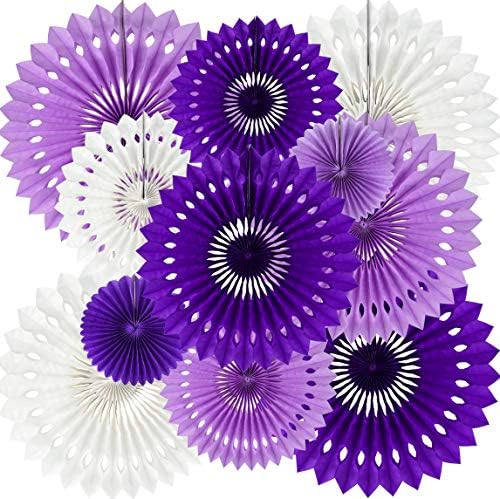 BEISHIDA Honeycomb Round Paper Fans Purple White Hanging Party Decoration by Beishida