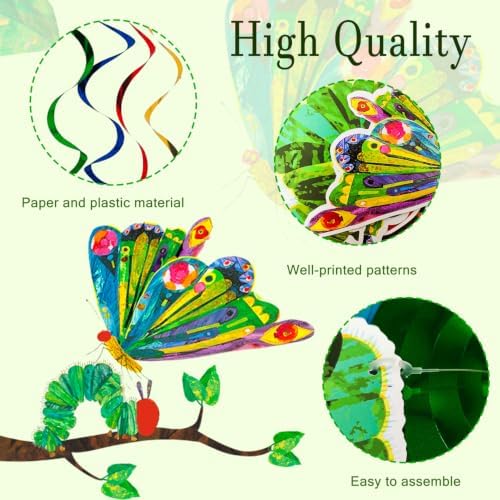 40pcs Hungry Caterpillar Hanging Swirl Butterfly Birthday Party Decorations - Image 4