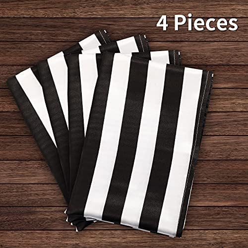 Tatuo 4 Pieces 12 x 72 Inch Black White Striped Table Runner Polyester - Image 4