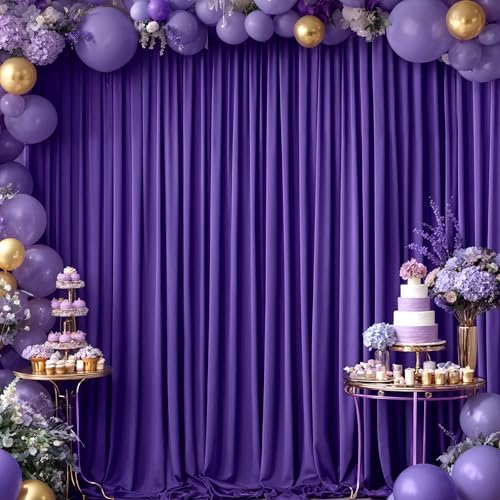 24x10FT Dark Purple Backdrop Curtains for Wedding Parties, Wrinkle Free Polyester Photography Backdrop Drapes for Baby Shower Birthday Parties Stage Background Stand Decorations 4x10ft,6 Panels - Image 3