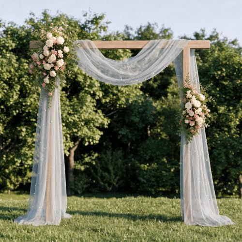 Artoid Mode Pearl Gauze Table Runner 59x120 Inch , Seasonal Sheer Kitchen Dining Holiday Wedding Birthday Baby Shower Table Decor for Home Party - Image 3