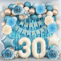 Dusty Blue 30th Birthday Party Decorations Men Beige Number 30 Balloon by KAINSY