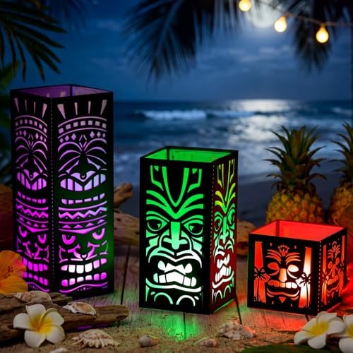 Rossesay 12 Pcs Tiki Totem Boxes Decor Hawaiian Luau Centerpieces for Table - Image 2