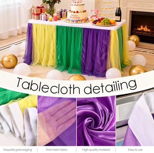 THARAHT Tulle Table Skirt 6FT 180CM Long for Rectangle Tables Round Tables Ruffle Desk Skirt for Princess Girls Birthday Party Cake Dessert Decorations Table Skirt - Image 3