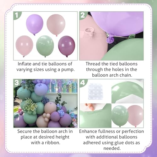 Fairy Wonderland Balloon Arch Kit, 128Pcs Pastel Pink Purple Green Balloon Garland Kit for Baby Girls Fairy First Birthday Spring Garden Tea Party Bride Baby Shower - Image 7