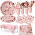 Nkaiso 161 Pcs Pink and Rosegold Birthday Plates and Napkins Set -20 Serves by Nkaiso