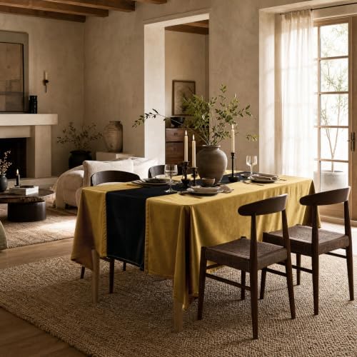 Gold and Black Velvet Rectangle Tablecloth: Luxurious Christmas Table Cloth - Image 5