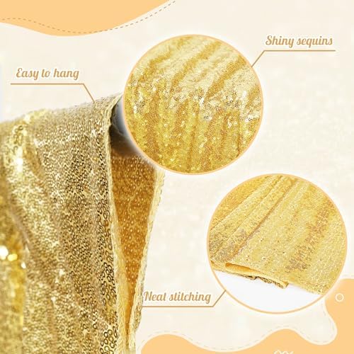 PartyDelight Gold Sequin Backdrop Curtains 2x8ft 2 Panels - Image 2