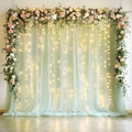 Fomcet Tulle Backdrop Curtains with Lights Sage Green 10x10ft Sheer Curtain by Fomcet