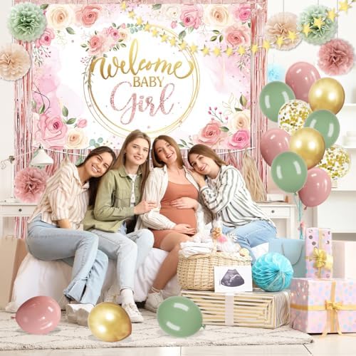 Rose Gold Baby Shower Decorations for Girl Welcome Baby Girl Retro Decor - Image 3
