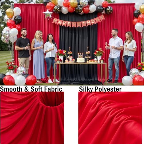 30ftx10ft Red Backdrop Curtains for Parties, Wrinkle Free 6 Panels 5x10ft Silky Photo Backdrop Drapes Back Drop Cloth Drapery for Wedding Birthday Photography Baby Shower Background Decor - Image 4