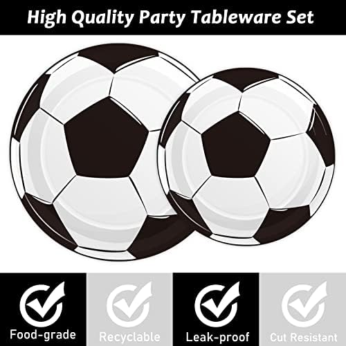 96Pcs Soccer Plates and Napkins Birthday Party Decorations Soccer Disposable Paper Tableware Set Sports Themed party supplies for Baby Shower Game Party Favors Birthday Gatherings Decor Serves 24 - Image 4