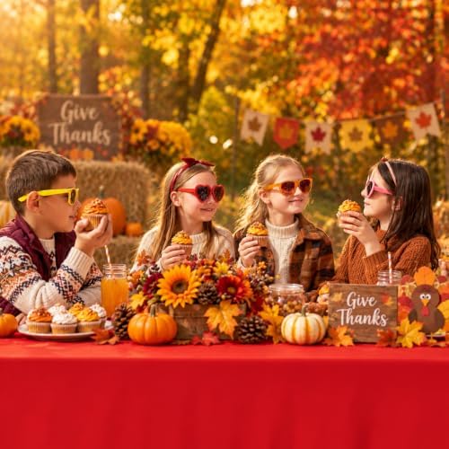 12 Pcs Fall Plastic Tablecloths Thanksgiving Rectangle Tablecloth - Image 5