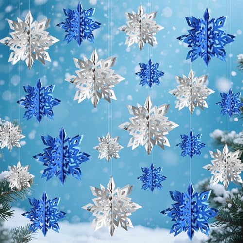 24PCS Hanging Snowflake Decorations Winter Wonderland Party Supplies by Besslly