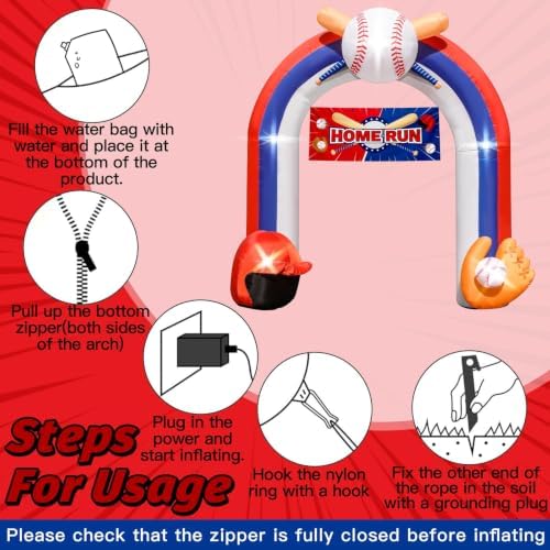 9FT Giant Baseball Inflatable Arch for Baseball Field Party Decor - Image 6