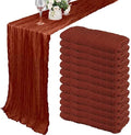 35x72 Inch Terracotta Cheesecloth Table Runner Fall Boho Wedding Decor by Fivenl