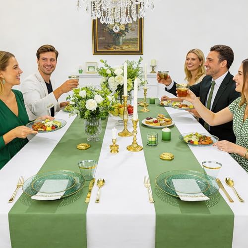 DaYammi 350PCS Green Plastic Dinnerware Set for 50 Guests - Image 6