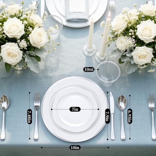 WELLIFE Silver Plates, Plastic Dinnerware Set for 75 Guests, 450 PCS - Image 5