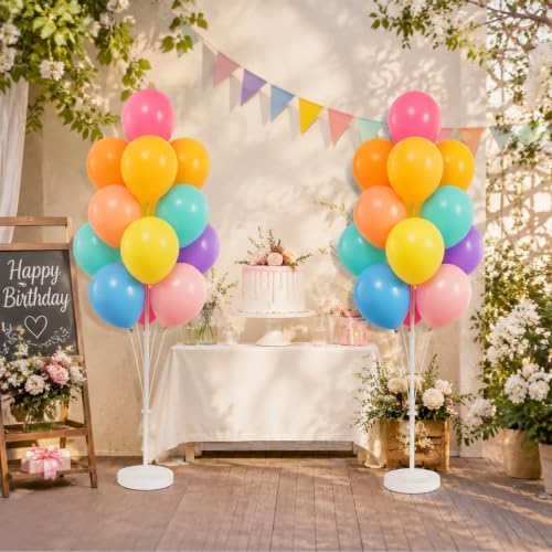 Assorted Bright Balloon Column Stand Kit Set of 2 with Base For Party Decor - Image 7