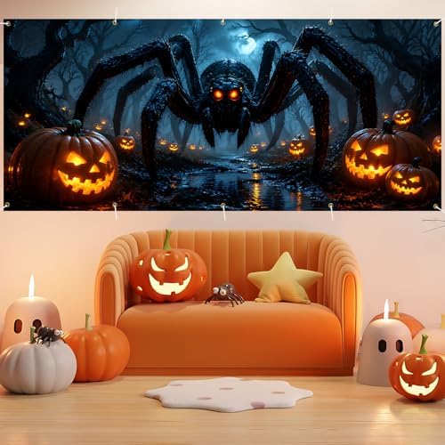 7 x 16 ft Midnight Spider Garage Shadow Halloween Garage Door Decorations Halloween decorations Witch Door Cover, Hanging Banner, Cauldron Backdrop Mural for Home,Outdoor,Indoor,Party - Image 5