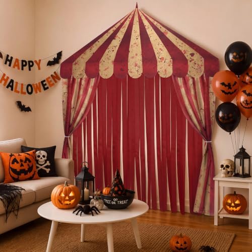 Breling 4 Pcs Circus Tent Backdrop Blood-Stained Carnival Curtains - Image 3