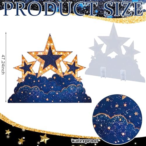 Leinuosen 4 ft Star Cloud Starry Night Party Decorations Gold Under the Stars Cardboard Stand up Cutout Life Size Prom Homecoming Party Photo Prop Stand-up for Movie Night Awards Prom Birthday Parties - Image 2