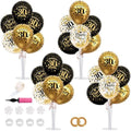 TONIFUL 4 Set Black Gold 30 Printed Balloon Stands for 30th Birthday Decor by TONIFUL