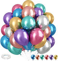 Metallic Balloons, 12 Inch Rainbow Chrome Balloons, 35Pcs Assorted Colors Multicolor Metallic Purple Red Green Blue Silver Rose Gold Latex Balloons for Kids Birthday Wedding Carnival Party Decorations by Isndare