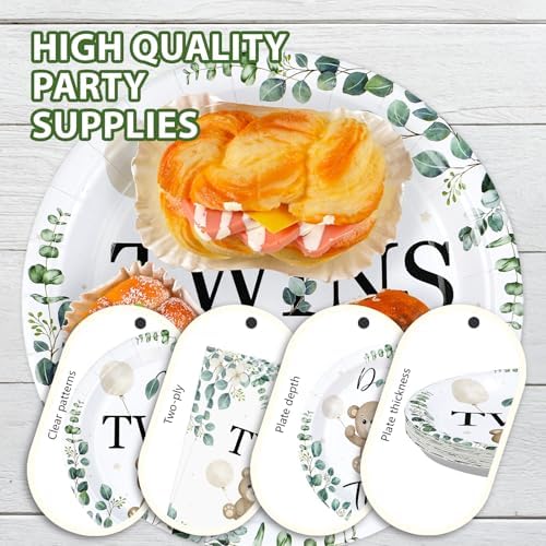 96 Pcs Twin Baby Shower Party Decorations for Twins, Serves 24 - Image 6