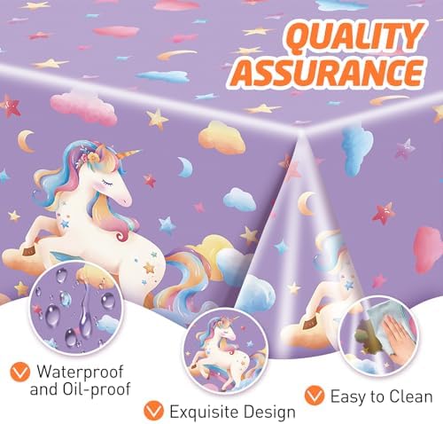 146Pcs Unicorn Plates and Napkins Party Supplies Includes Plates, Napkin, Fork, Cup, Straw, Tablecloth, Banner for Unicorn Baby Shower Birthday Party Decorations, Serves 24 - Image 5