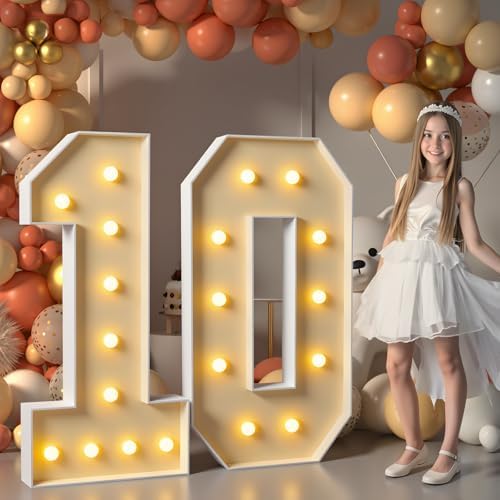 imprsv 10 Marquee Numbers, 4FT Light Up Numbers for 10th Birthday Decor by Letsmakeitimpressive