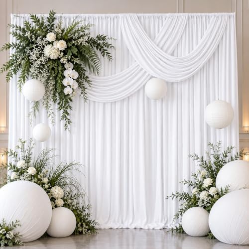 20x10FT White Backdrop Curtains for Parties, Wrinkle Free Drapes - Image 7