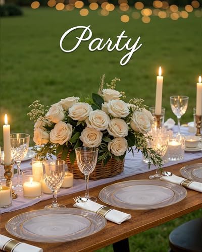 Morejoy 175PCS Clear Gold Plastic Plates - Disposable Clear Party Plates - Image 4
