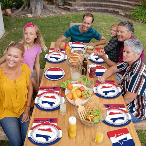 gisgfim 96Pcs French Flag Party Supplies Paper Plates Napkins - Image 4