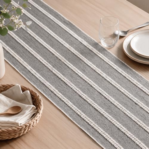 Artoid Mode Grey Farmhouse Dashed Stripe Table Runner, Seasonal Holiday Boho Rustic Kitchen Dining Table Decoration for Home Party Decor 12x72 Inch - Image 6