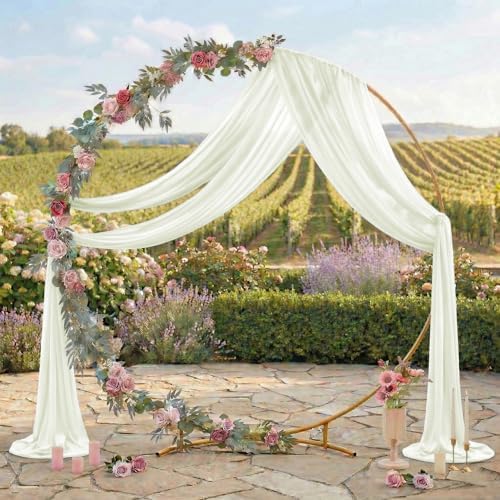 Pack of 2 Wedding Arch Drape Panel Fabric 30" x 30ft - Ivory - Image 3