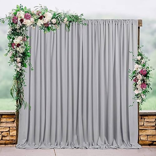 40ft x 10ft Wrinkle Free Silver Backdrop Curtains for Parties, 8 Panels 5x10ft Thick Fabric Silver Backdrop Drapes for Wedding Party Background Birthday Decoration - Image 6