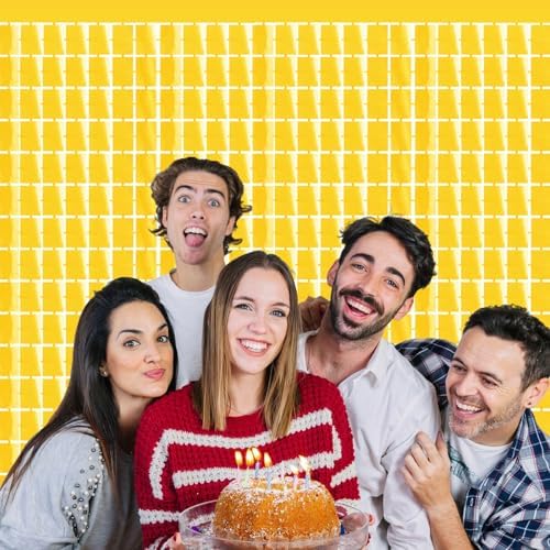 GOER Gold Party Backdrop Metallic Tinsel Foil Fringe Curtains Photo Booth for New Year's Eve Graduation Birthday Wedding Baby Shower Bachelorette Holiday Celebration Party Decorations (2 Packs) - Image 4