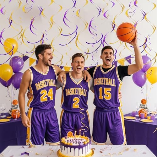 BEISHIDA 20Pcs Purple Gold Hanging Swirls Birthday Wedding Graduation Decor - Image 4