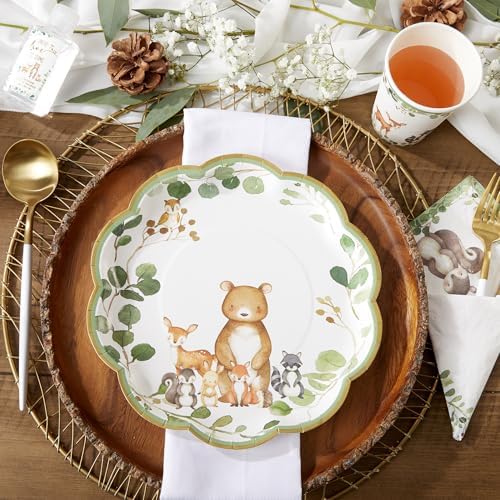 Kate Aspen Woodland Baby Shower Decorations - 78-Piece Baby Shower Plates and Napkins Set with Cups for 16 Guests - Gender Reveal Decorations Forest Animal Theme Party Supplies and Table Decor - Image 2