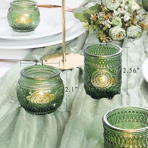 36 Pcs Green Candle Holders Bulk for Wedding Table Centerpieces - Assorted Glass Tea Light Holders for Vintage Wedding Table Centerpieces, Bridal or Baby Shower Decoration - Image 5