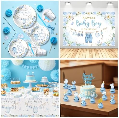 Baby Shower Decorations Boy, Blue Baby Boy Shower Party Supplies - Image 4
