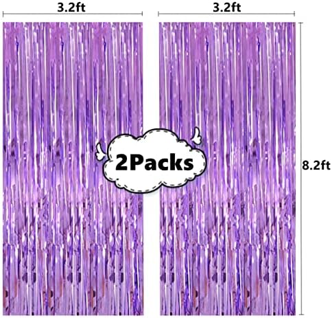Shiny Light Purple Fringe Curtain,2pcs 3.2ft x 8.2ft Metallic Tinsel Foil Party Streamers Photo Booth Backdrop Props for Birthday Wedding Bridal Shower Baby Shower Bachelorette Party Decor - Image 3