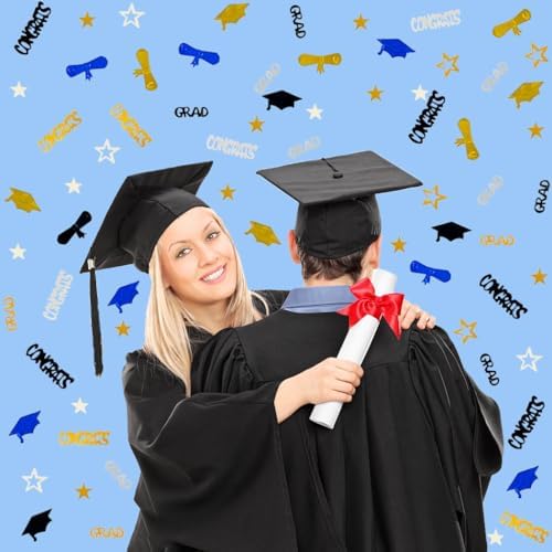 Blue Graduation Confetti Grad Congrats Diploma Hat Star Shape Table Scatters Confetti for Graduation Decorations Graduation Party Supplies Decorations Confetti Party Sets - Image 2