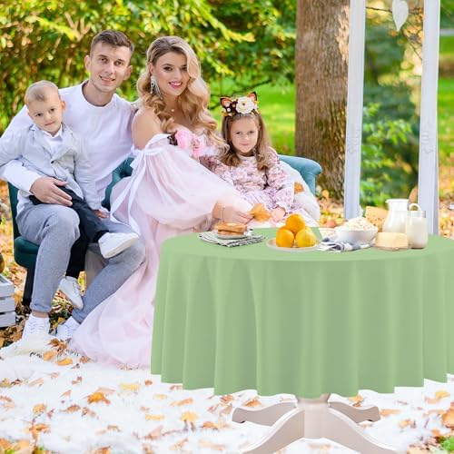 12 Pack Sage Green Round Plastic Tablecloth Disposable - Image 5