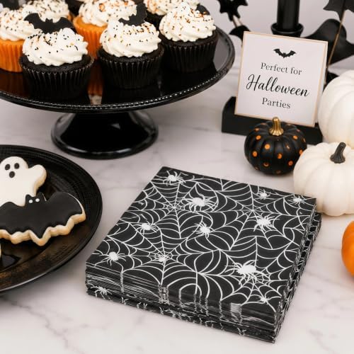 Halloween Napkins, 50 Count 2-Ply Spider Web Paper Napkins - Image 6